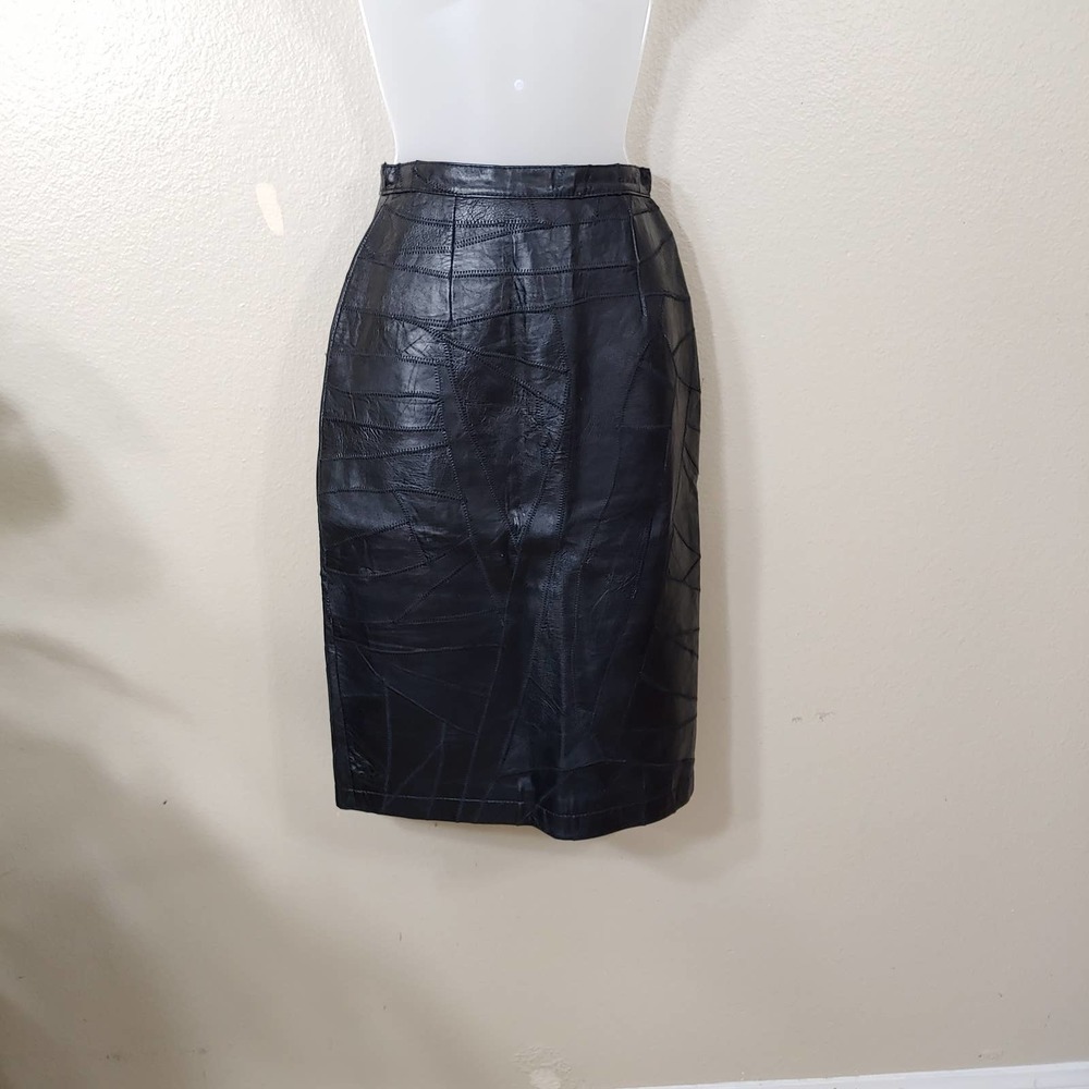 Glen Wood Black Pencil Leather Skirt Size 3